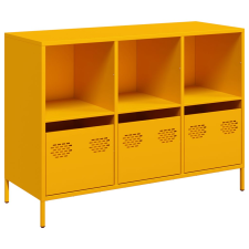 vidaXL mustársárga hideghengerelt acél tálalószekrény 101,5x39x73,5 cm (851367) bútor