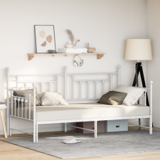 vidaXL Napágykeret ágyal 90x200 cm Fehér Acél ágy és ágykellék