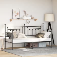 vidaXL Napágykeret Fekete 80x200 cm Acél ágy és ágykellék