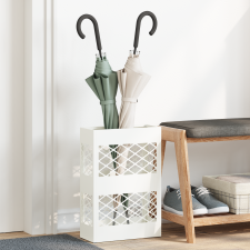 vidaXL Napernyő Állvány Rács tárolóval Fehér 28 x 12 x 41 cm Acél kerti bútor