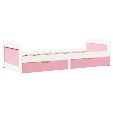 vidaXL Napozóágy 2 fiókkal matrac nélkül IRUN Fehér&Rózsaszín 90x200cm (3314679) ágy és ágykellék