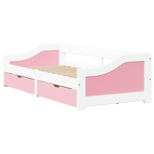 vidaXL Napozóágy 2 fiókkal matrac nélkül IRUN Fehér&Rózsaszín 90x200cm (3314681) ágy és ágykellék