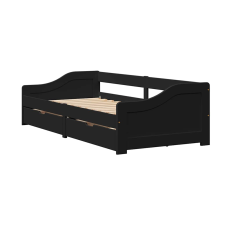 vidaXL Napozóágy 2 fiókkal matrac nélkül IRUN Fekete 90x200 cm (3314680) ágy és ágykellék