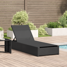 vidaXL Napozóágy Fekete 60x200x27 cm Poli Rattan kerti bútor