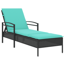vidaXL Napozóágy Párnával Fekete 63x200x81 cm Poli Rattan (368307) kerti bútor