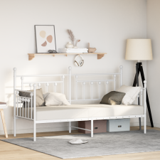 vidaXL Nappali Ágykeret Fehér 75x190 cm Acél ágy és ágykellék
