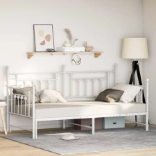  vidaXL Nappali ágykeret Fehér 90 x 200 cm Acél ágy és ágykellék