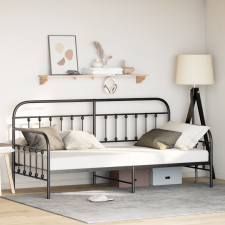 vidaXL Nappali ágykeret Fekete 90x200 cm Acél ágy és ágykellék