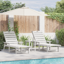 vidaXL Napsütéses Nyugágy 2 db Fehér 162x53x98.5 cm HDPE kerti bútor