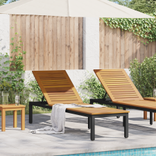 vidaXL Napsütéses nyugágy Fekete 200x55x35 cm Tömör akácfa kerti bútor