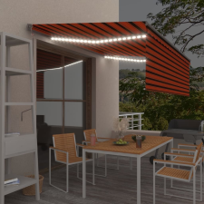 vidaXL narancs-barna redőnyös, LED-es, szélérzékelős napellenző 4,5x3m kerti bútor