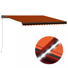 vidaXL Narancs és barna kézzel kihúzható LED-es napellenző 400x300 cm kerti bútor