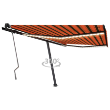 vidaXL narancs és barna kézzel kihúzható LED-es napellenző 450 x 350 cm kerti bútor