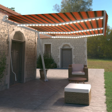 vidaXL narancs és barna kézzel kihúzható LED-es napellenző 600x350 cm kerti bútor