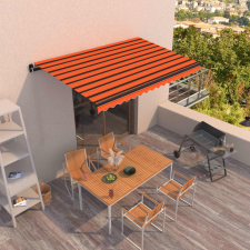 vidaXL narancs és barna kézzel kihúzható napellenző 450 x 350 cm kerti bútor