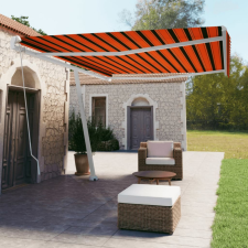 vidaXL narancs és barna kézzel kihúzható póznás napellenző 500x350 cm kerti bútor