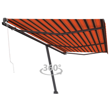 vidaXL narancssárga-barna automata póznás napellenző 600 x 300 cm lakástextília