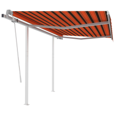 vidaXL narancssárga-barna kézzel kihúzható napellenző póznákkal 3,5x2,5 m kerti bútor