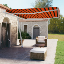 vidaXL narancssárga-barna kézzel kihúzható póznás napellenző 400x350cm kerti bútor