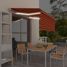 vidaXL narancssárga-barna LED-es napellenző redőnnyel 3,5 x 2,5 m kerti bútor