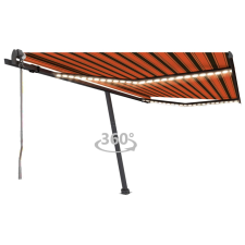 vidaXL narancssárga-barna szélérzékelős és LED-es napellenző 450x350cm kerti bútor