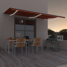 vidaXL narancssárga-barna szélérzékelős és LED-es napellenző 600x350cm kerti bútor