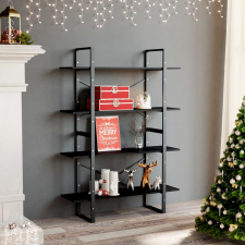 vidaXL négyszintes fekete forgácslap könyvszekrény 100 x 30 x 140 cm bútor
