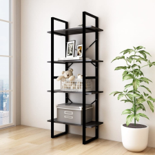 vidaXL négyszintes fekete tömör fenyőfa könyvszekrény 60 x 30 x 140 cm bútor