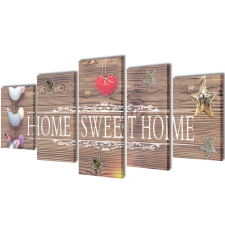 vidaXL Nyomtatott vászon falikép szett "Home Sweet Home" dizájn 200 x 100 cm grafika, keretezett kép