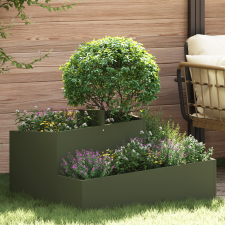 vidaXL Olajzöld Cserép 80x80x50 cm Hidegen préselt Acél kerti tárolás