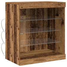 vidaXL Oldalbord LED világítással, Régi fa 60,5x37x67 cm (863042) bútor
