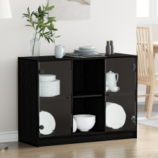 vidaXL Oldalszekrény Fekete Tölgy 102x37x75,5 cm Mérnöki Fa bútor