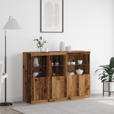 vidaXL oldalszekrény LED lámpákkal Régi fa 142,5x37x100 cm bútor