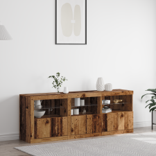 vidaXL Oldaltálca LED világítással Régi fa 181,5x37x67 cm Mérnöki fa bútor