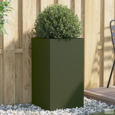 vidaXL Olívazöld hidegen hengerelt acél növénytartó 42x38x75 cm kerti tárolás