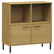 vidaXL OSLO barna tömör fa könyvszekrény fém lábakkal 90x35x90,5 cm (351015) bútor