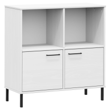 vidaXL OSLO fehér tömör fa könyvszekrény fém lábakkal 90x35x90,5 cm (351017) bútor