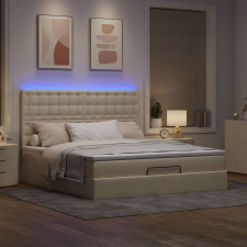 vidaXL Oszmán ágykeret matraccal krém 160x200cm szövet ágy és ágykellék