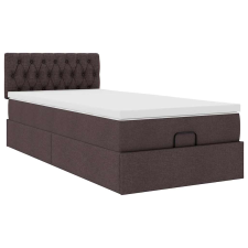 vidaXL oszmán ágykeret matraccal sötétbarna 90x200cm szövet (3311514) ágy és ágykellék