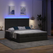 vidaXL oszmán ágykeret matracokkal Fekete 200x200cm szövet ágy és ágykellék
