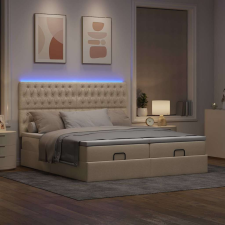 vidaXL oszmán ágykeret matracokkal krém 200x200cm szövet ágy és ágykellék