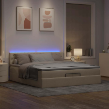 vidaXL oszmán ágykeret matracokkal krém 200x200cm szövet ágy és ágykellék