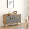 vidaXL OTTA barna és szürke tömör fenyőfa tálalószekrény 114x43x73,5cm