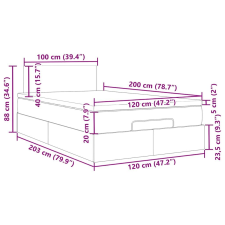 vidaXL Ottomán ágy matraccal kék 120x200 cm szövet ágy és ágykellék