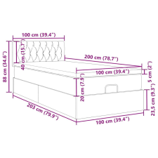 vidaXL Ottomán ágy matraccal világosszürke 100x200 cm szövet ágy és ágykellék