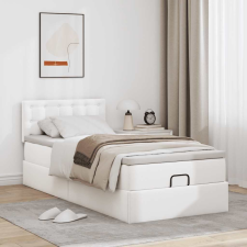 vidaXL Ottomán ágykeret matraccal Fehér 90x200cm műbőrrel ágy és ágykellék