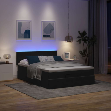 vidaXL Ottomán ágykeret matraccal fekete 140x190cm bársony ágy és ágykellék