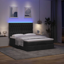 vidaXL Ottomán ágykeret matraccal fekete 140x190cm szövet ágy és ágykellék