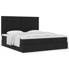 vidaXL Ottomán ágykeret matraccal fekete 160x200cm szövet ágy és ágykellék