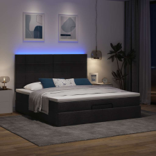 vidaXL Ottomán ágykeret matraccal fekete 160x200cm szövet ágy és ágykellék